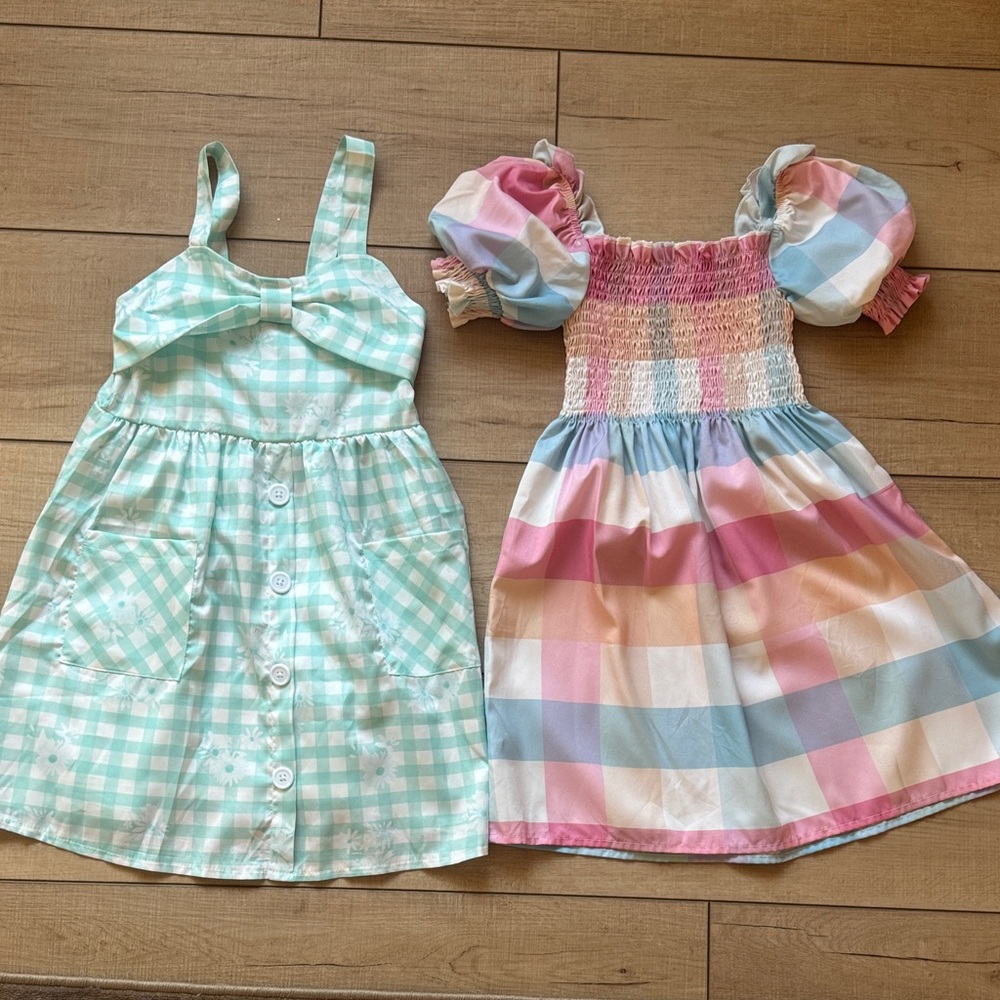 SHEIN Girls Pastel Plaid Dress bundle